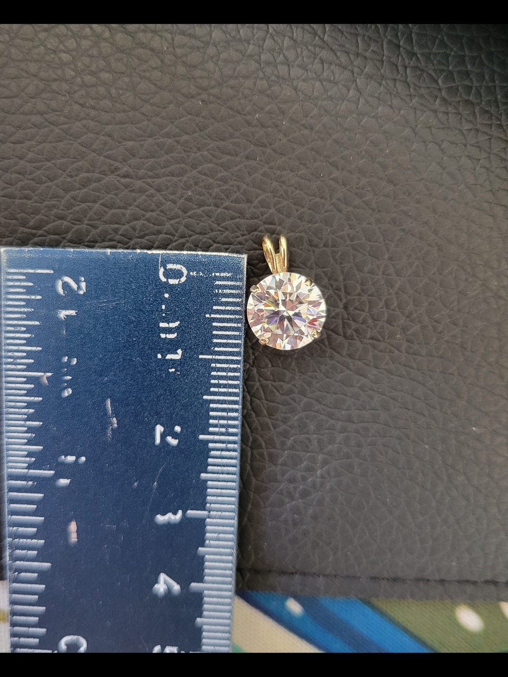 Round Moissanite 14k Gold Pendant - Picture 3 of 10